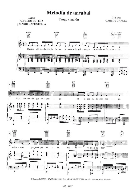 Partitura da música Melodía de Arrabal v.3