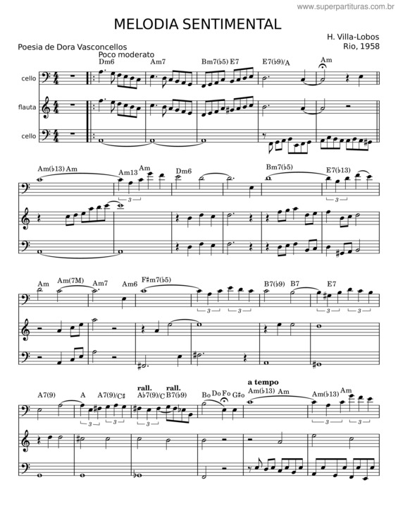 Partitura da música Melodia Sentimental – H. Villa–Lobos v.2