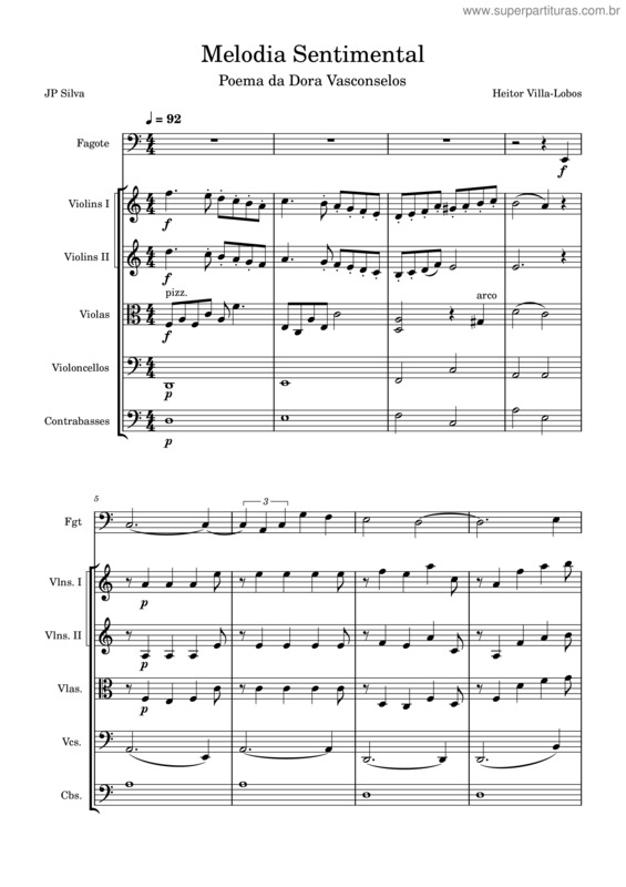 Partitura da música Melodia Sentimental – Heitor Villa–Lobos Melodia Sentimental