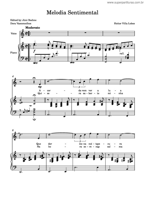 Partitura da música Melodia Sentimental – Heitor Villa–Lobos v.3