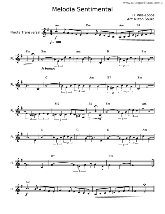 Partitura da música Melodia Sentimental – Heitor Villa–Lobos v.4