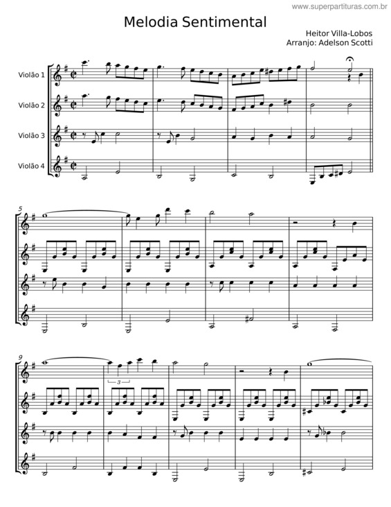 Partitura da música Melodia Sentimental – Heitor Villa–Lobos v.5
