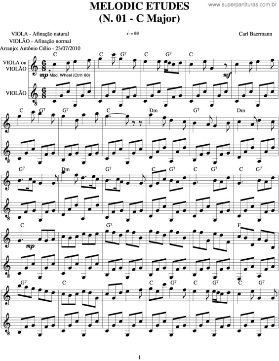 Partitura da música Melodic Etudes