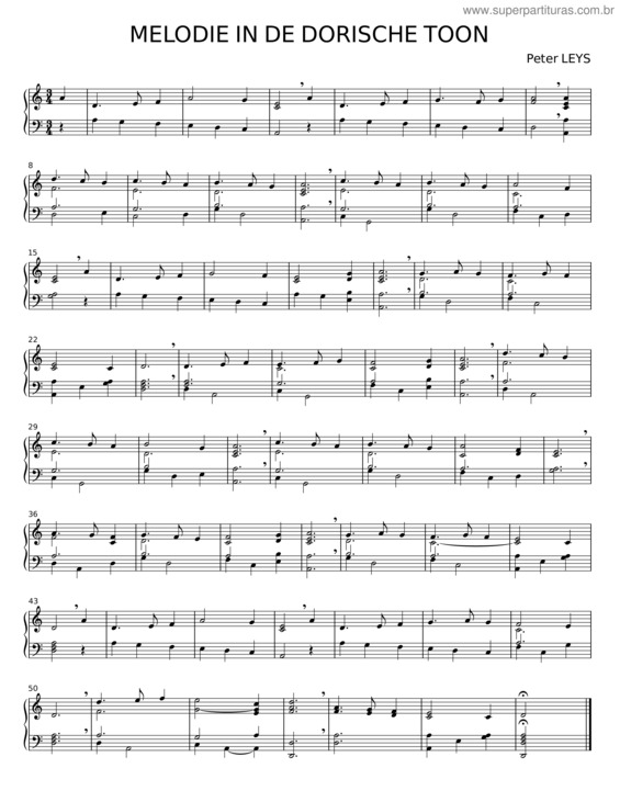 Partitura da música Melodie In De Dorische Toon – Peter Leys