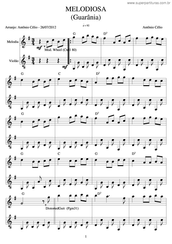 Partitura da música Melodiosa