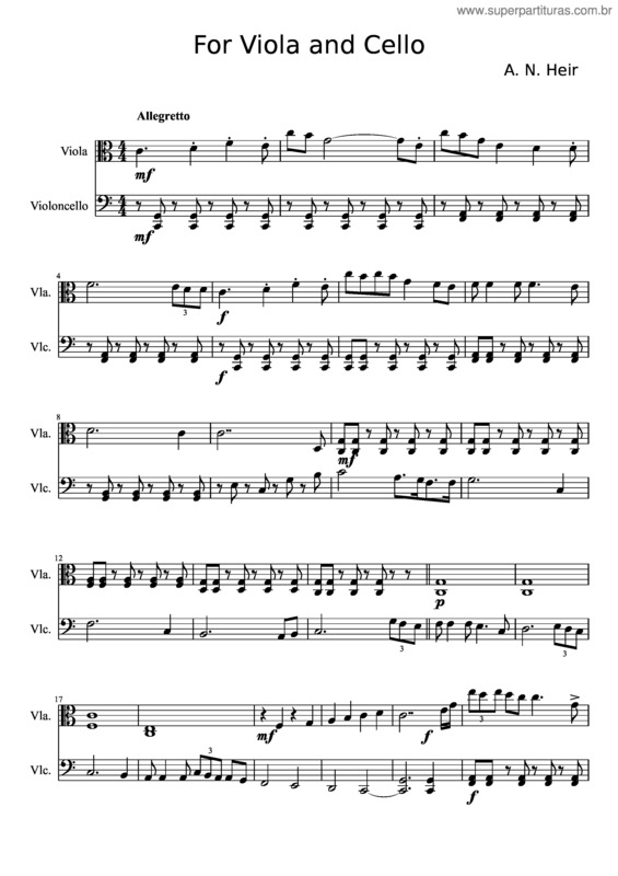 Partitura da música Melody For Viola And Cello