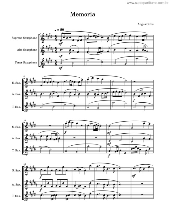Partitura da música Memoria – Angus Gillis