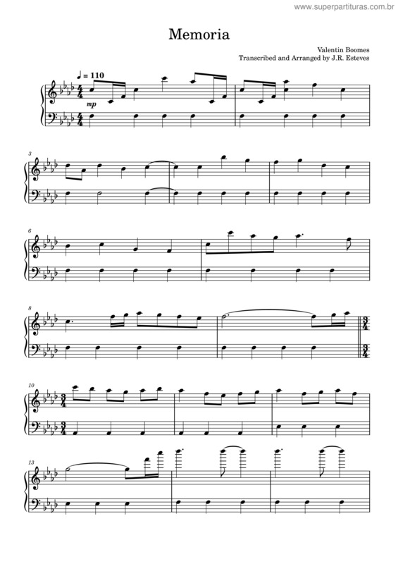 Partitura da música Memoria – Valentin Boomes