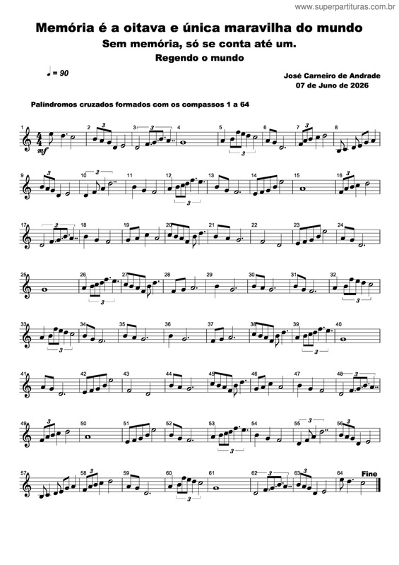 Partitura da música Memória É A Oitava E Única Maravilha Do Mundo