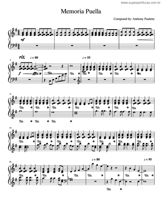 Partitura da música Memoria Puella