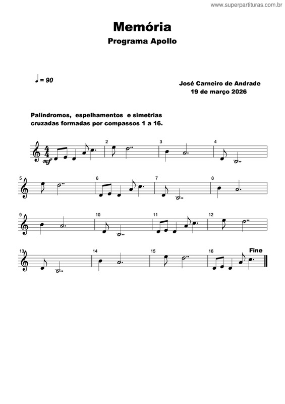 Partitura da música Memória v.6