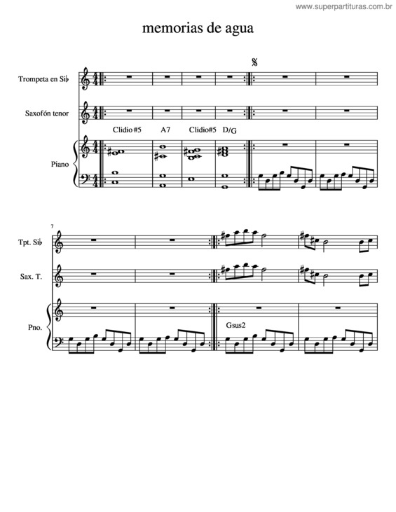 Partitura da música Memorias De Agua