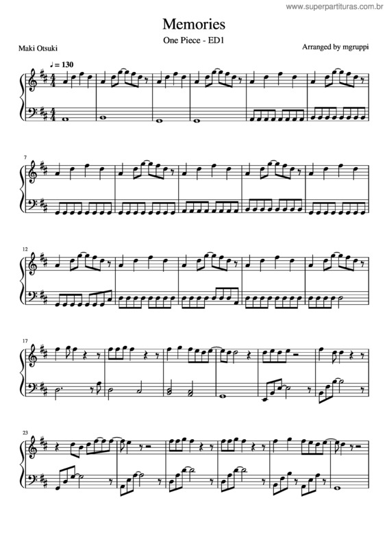 Partitura da música Memories v.6