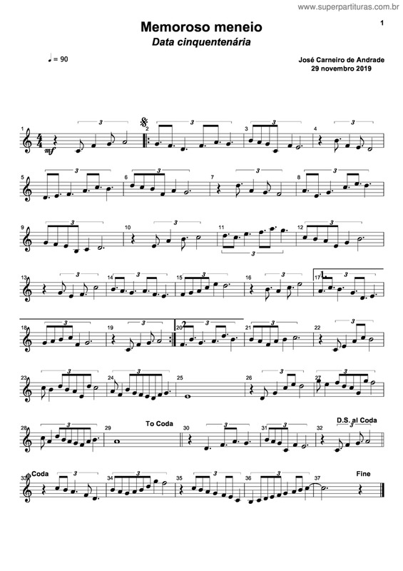 Partitura da música Memoroso Meneio