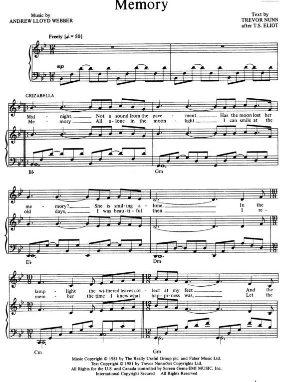 Partitura da música Memory v.4