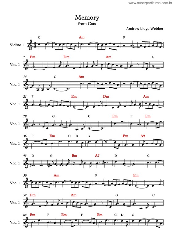 Partitura da música Memory v.5