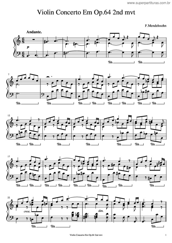 Partitura da música Mendelssohn – Violin Concerto Em Op.64 2Nd Mvt