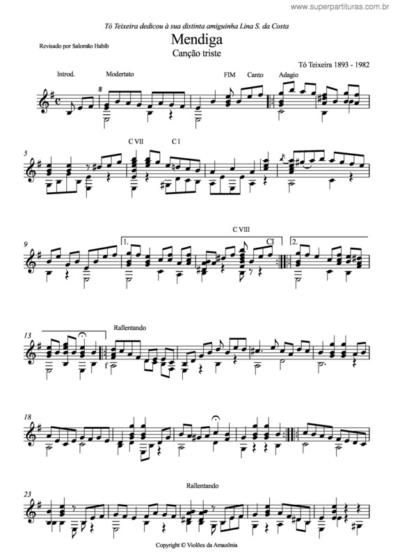 Partitura da música Mendiga