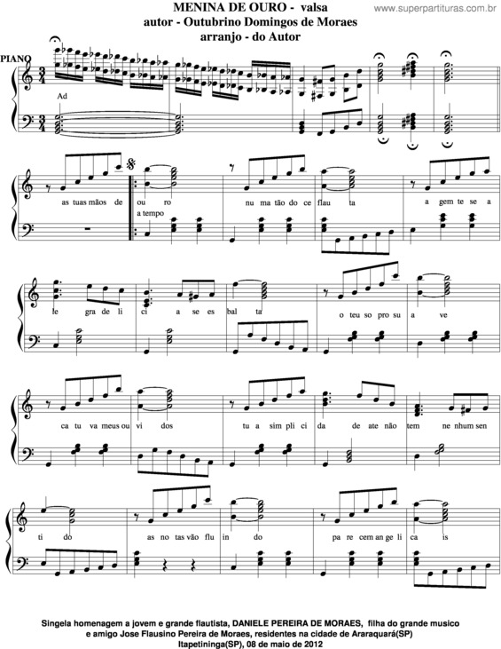 Partitura da música Menina De Ouro v.4