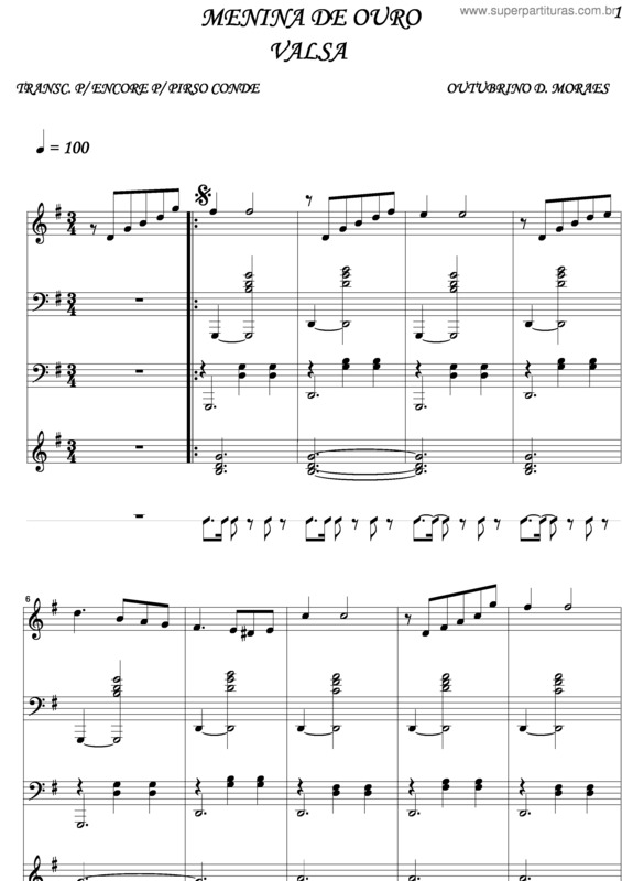 Partitura da música Menina De Ouro v.5