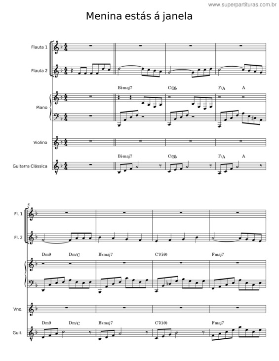 Partitura da música Menina Estás Á Janela v.4