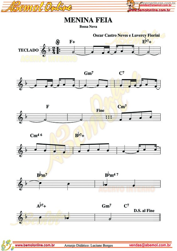 Partitura da música Menina Feia v.2