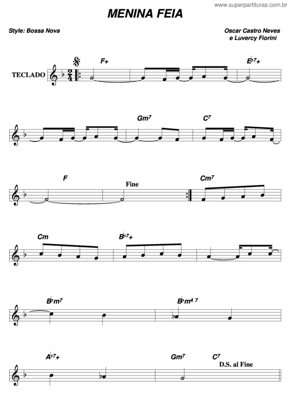 Partitura da música Menina Feia v.3