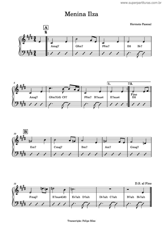 Partitura da música Menina Ilza