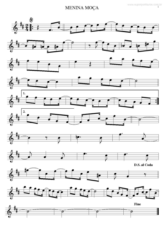 Partitura da música Menina Moça v.3