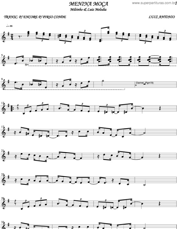 Partitura da música Menina Moça v.4