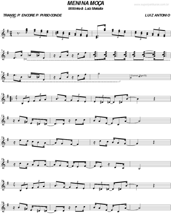 Partitura da música Menina Moça