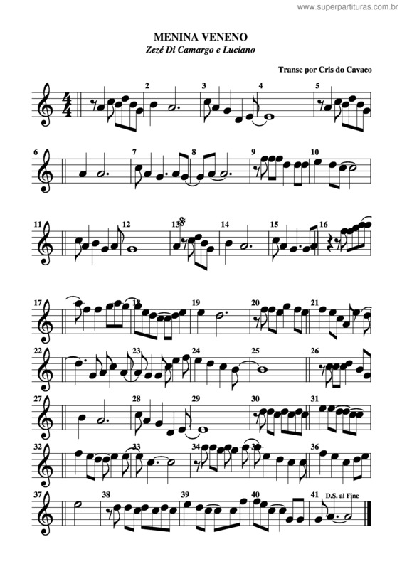 Partitura da música Menina Veneno v.3