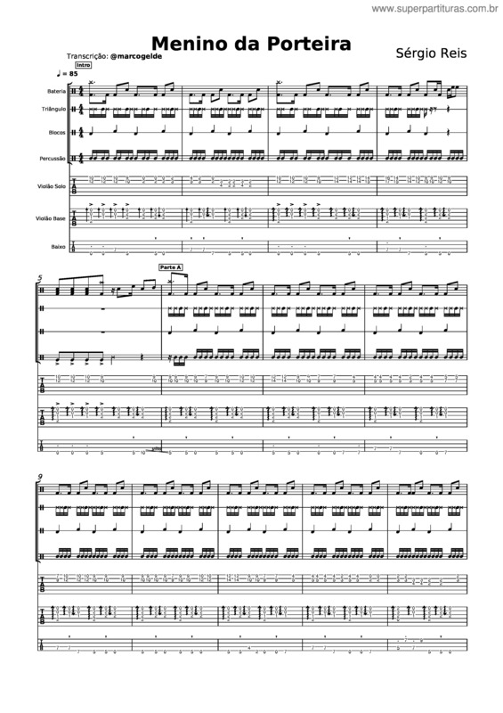 Partitura da música Menino Da Porteira – Sergio Reis v.2