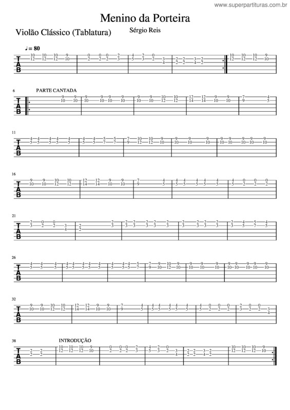 Partitura da música Menino Da Porteira 2–Violão Clássico