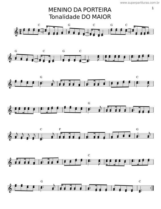 Partitura da música Menino Da Porteira v.10