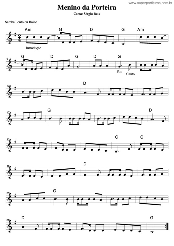 Partitura da música Menino Da Porteira v.4