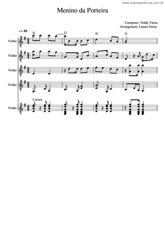 Partitura da música Menino Da Porteira v.5