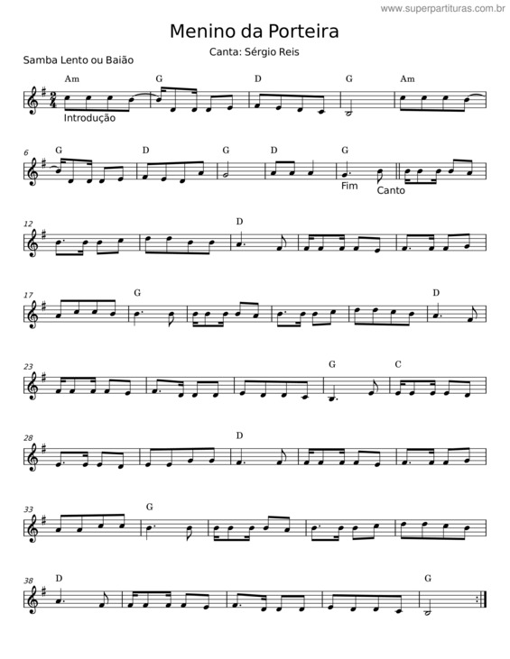 Partitura da música Menino Da Porteira v.9