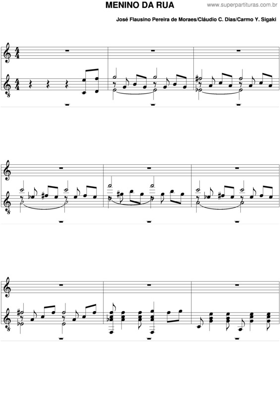 Partitura da música Menino Da Rua