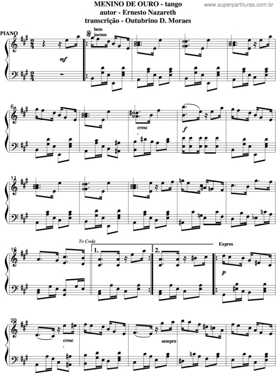 Partitura da música Menino De Ouro