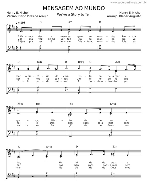 Partitura da música Mensagem Ao Mundo v.3