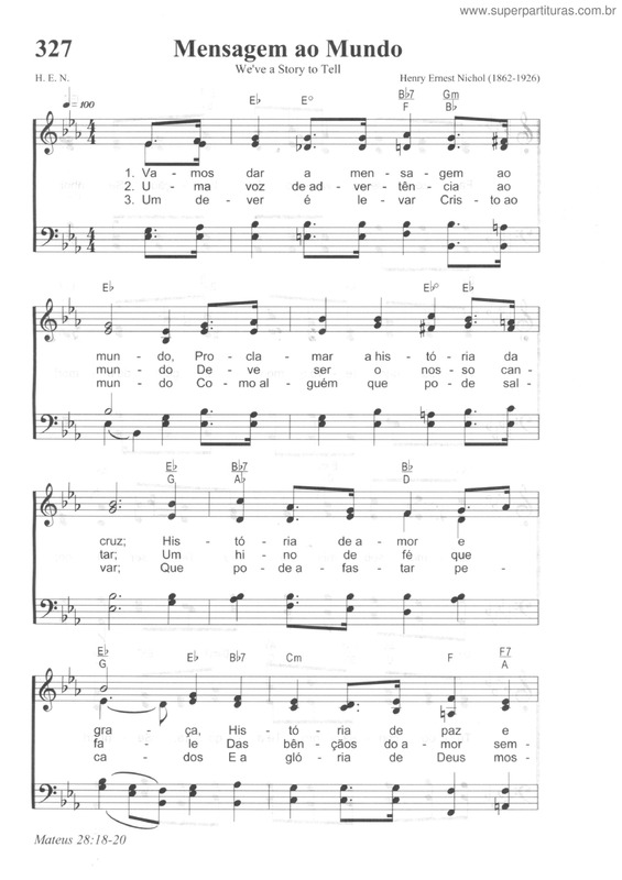 Partitura da música Mensagem Ao Mundo