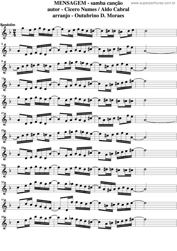 Partitura da música Mensagem v.3