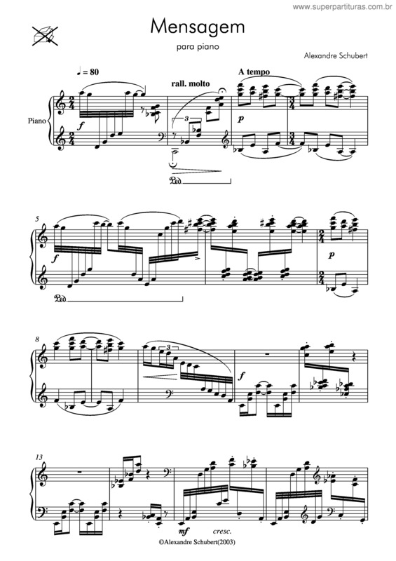 Partitura da música Mensagem