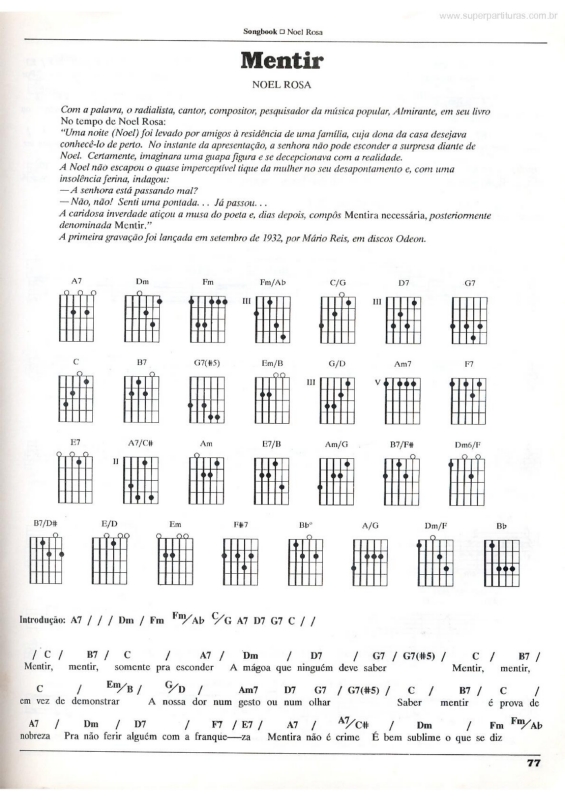 Partitura da música Mentir