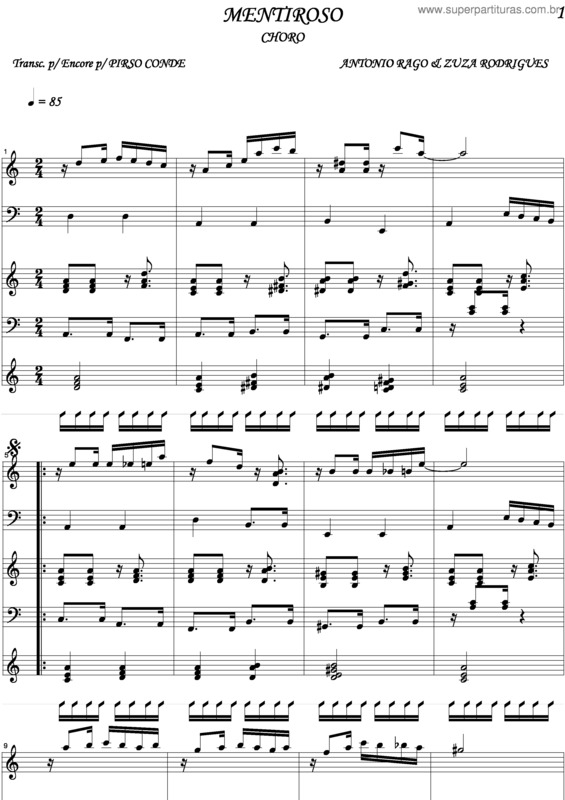 Partitura da música Mentiroso v.2