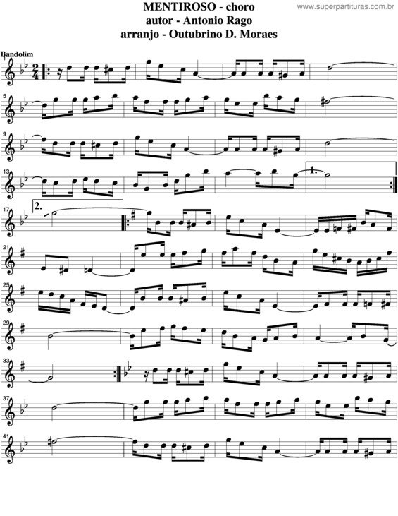 Partitura da música Mentiroso