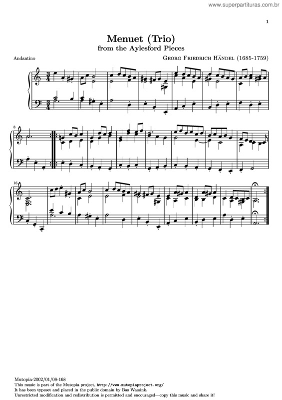 Partitura da música Menuet (Trio)
