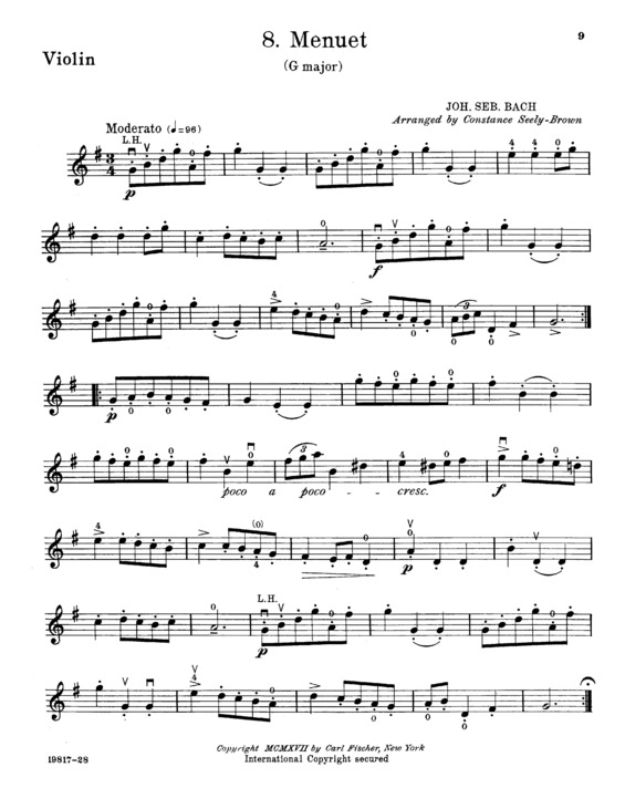 Partitura da música Menuet in G major 2