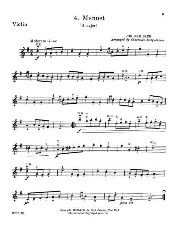 Partitura da música Menuet in G major